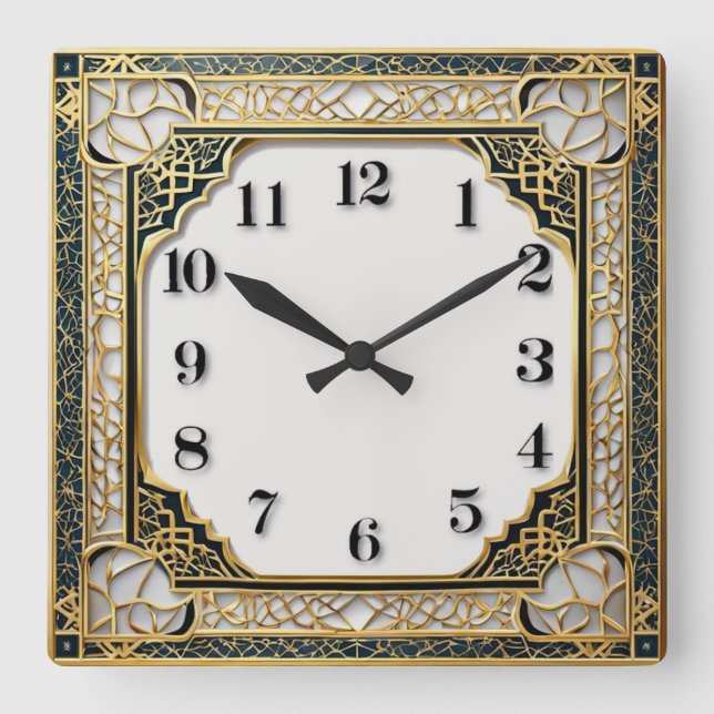 Art Deco Square Wall Clock (Front)