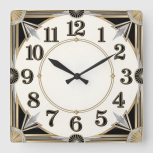 Art Deco Square Wall Clock