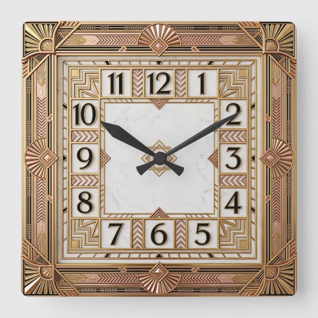 Art Deco Square Wall Clock (Front)