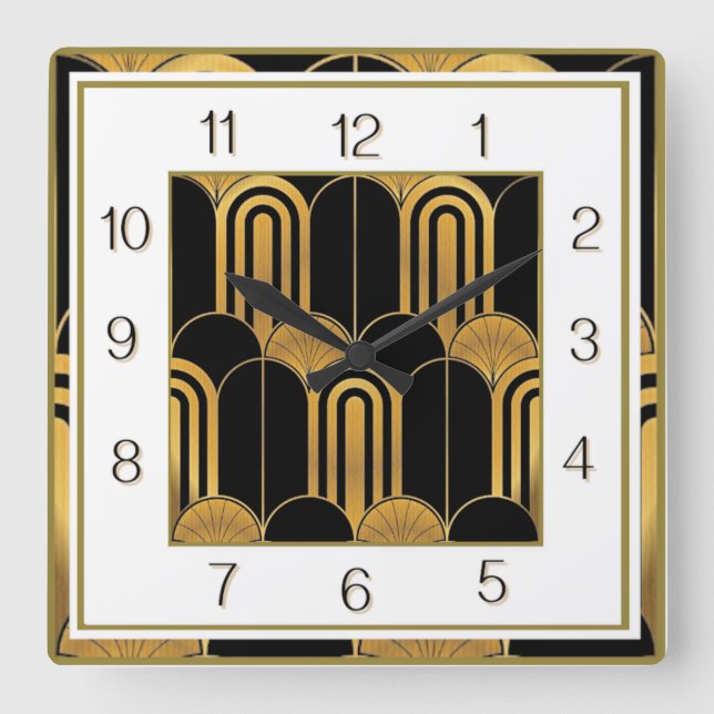 Art Deco Square Wall Clock (Front)