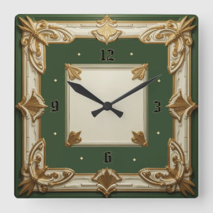 Art Deco Square Wall Clock