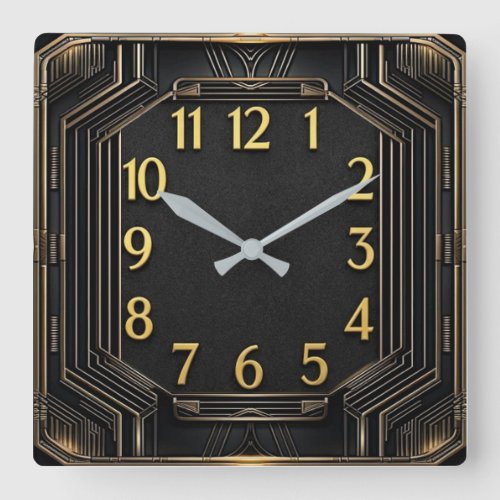 Art Deco Square Wall Clock