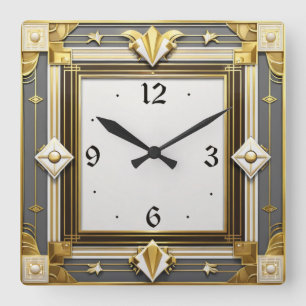 Art Deco Square Wall Clock