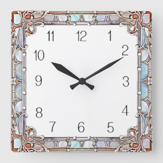 Art Deco Square Wall Clock (Front)