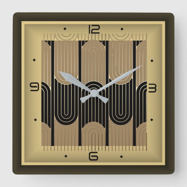 Art Deco Square Wall Clock (Front)