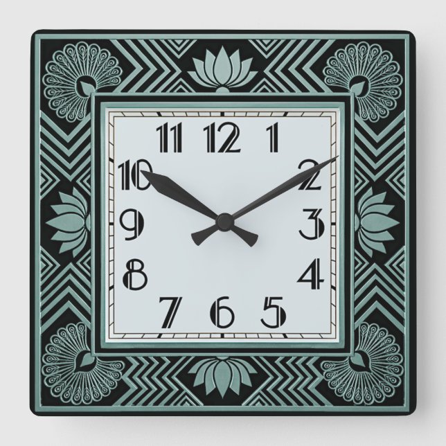 Art Deco Square Wall Clock (Front)