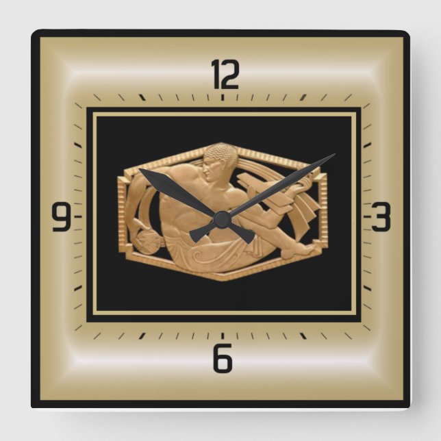 Art Deco Square Wall Clock (Front)