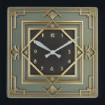 Art Deco Square Wall Clock<br><div class="desc">Great clock design. You will love it like others. Be free to use this design for other product you like or to customize and add your text. Follow me for more. Thank you. Have a nice day.</div>