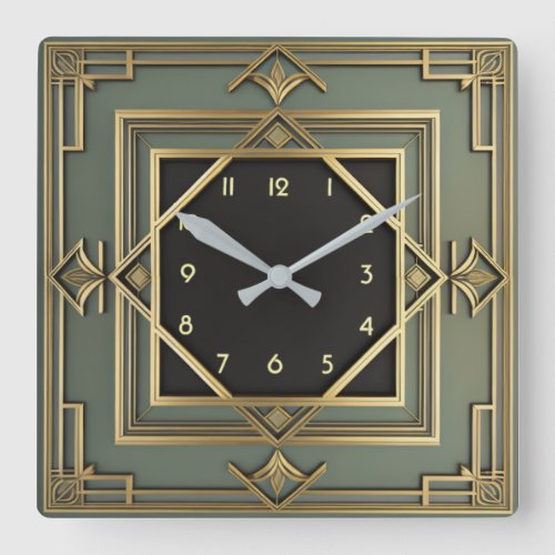 Art Deco Square Wall Clock