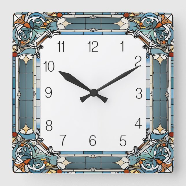 Art Deco Square Wall Clock (Front)