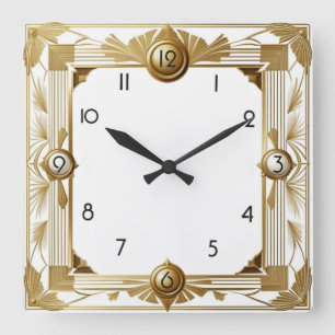 Art Deco Square Wall Clock