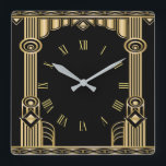 Art Deco Square Wall Clock<br><div class="desc">Great design. You will love it like others. Be free to use this design and to add your text. Follow me for more. Thank you. Have a nice day.</div>