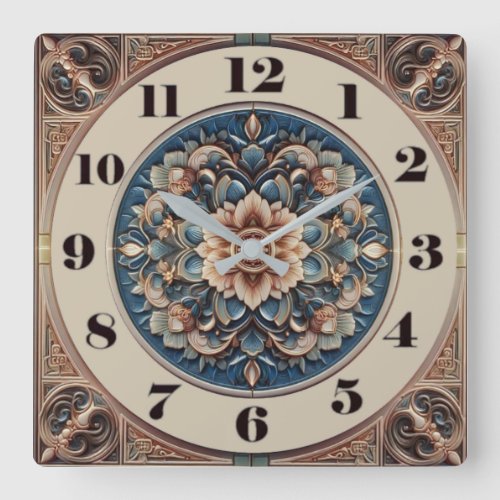 Art Deco Square Wall Clock