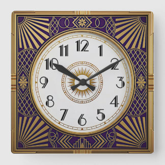 Art Deco Square Wall Clock