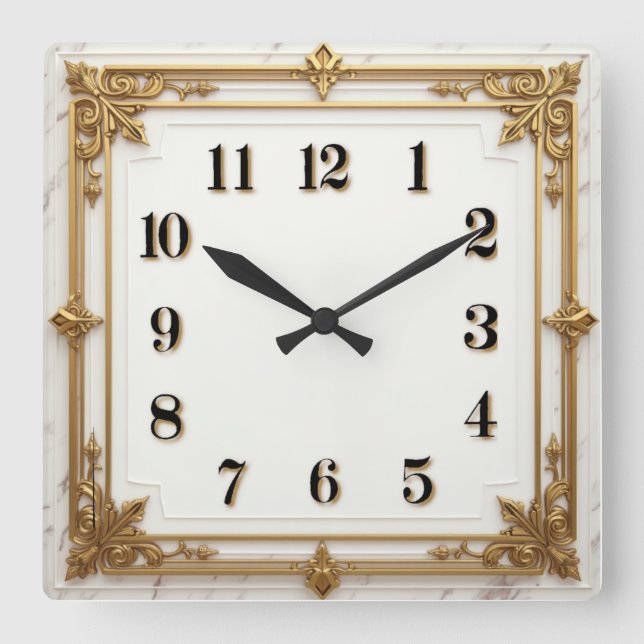 Art Deco Square Wall Clock (Front)