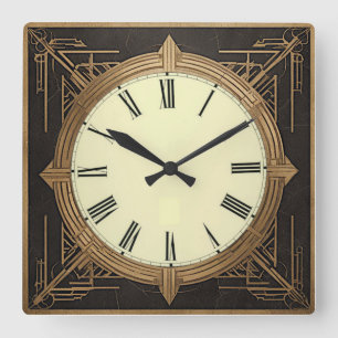 Art Deco Square Wall Clock
