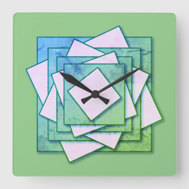 Art Deco Square Wall Clock (Front)