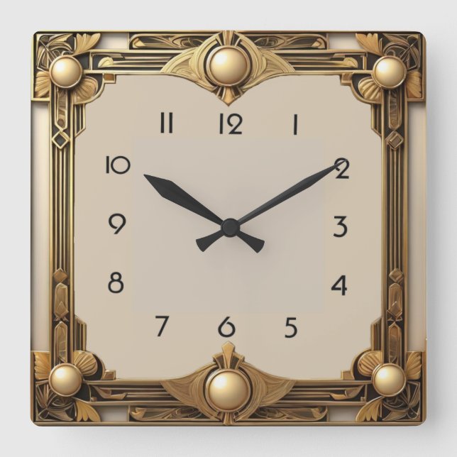 Art Deco Square Wall Clock (Front)