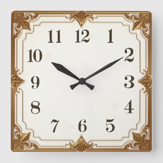 Art Deco Square Wall Clock (Front)