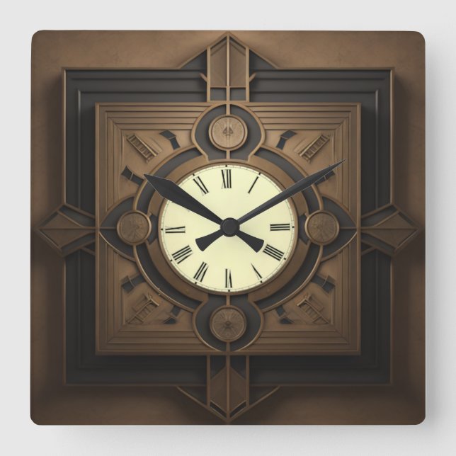 Art Deco Square Wall Clock (Front)