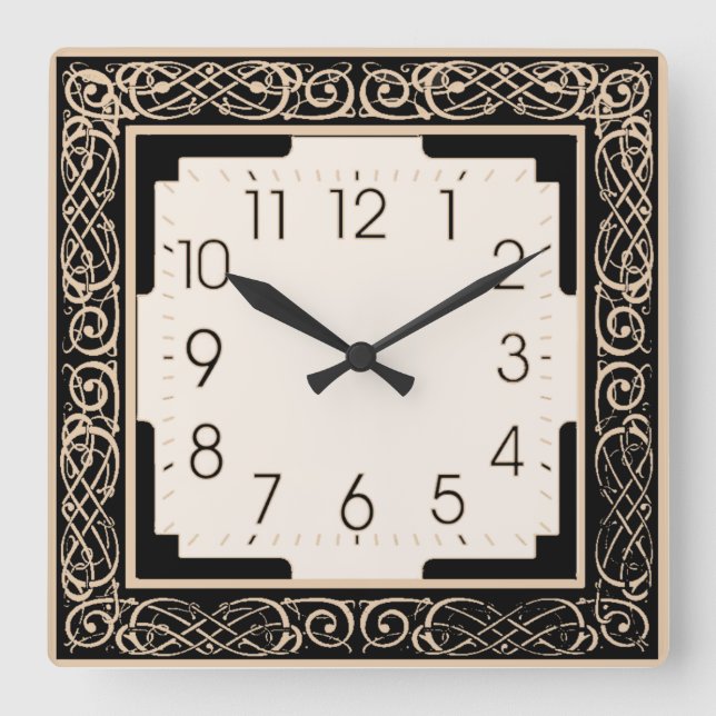 Art Deco Square Wall Clock (Front)