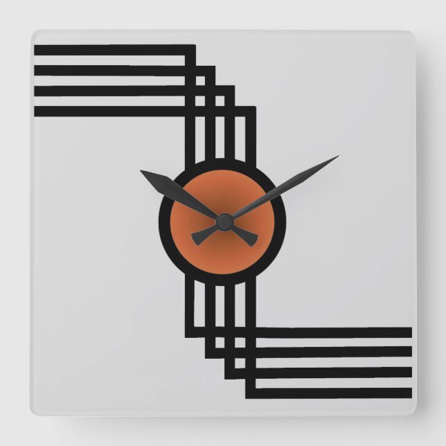 Art Deco Square Wall Clock (Front)