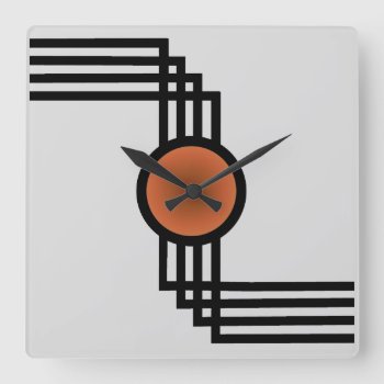 Art Deco Square Wall Clock by Bee_Paw at Zazzle