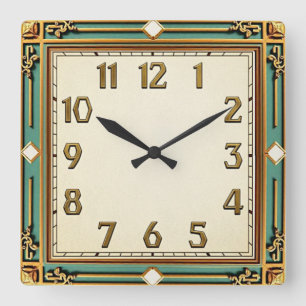 Art Deco Square Wall Clock
