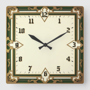 Art Deco Square Wall Clock