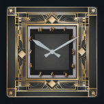 Art Deco Square Wall Clock<br><div class="desc">Great clock design. You will love it like others. Be free to use this design for other product you like or to customize and add your text. Follow me for more. Thank you. Have a nice day.</div>