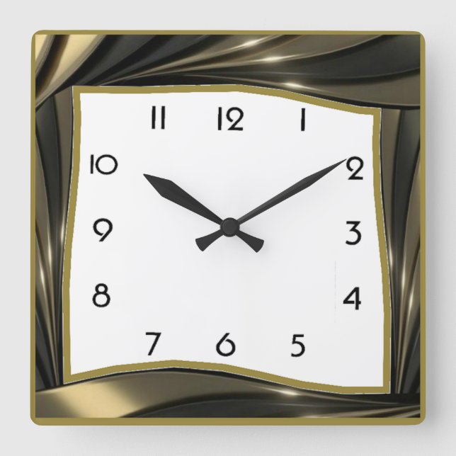 Art Deco Square Wall Clock (Front)