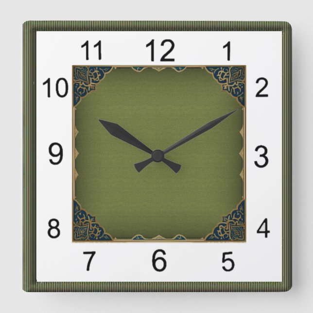 Art Deco Square Wall Clock (Front)