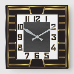 Art Deco Square Wall Clock