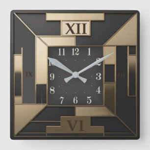 Art Deco Square Wall Clock