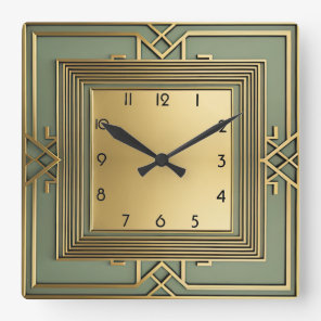 Art Deco Square Wall Clock
