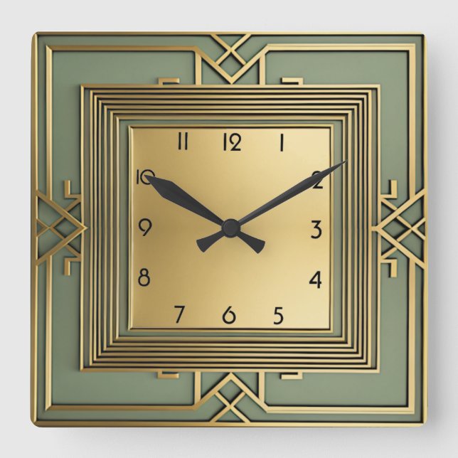Art Deco Square Wall Clock (Front)