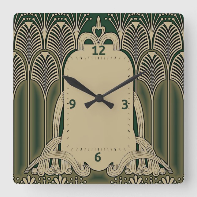Art Deco Square Wall Clock (Front)