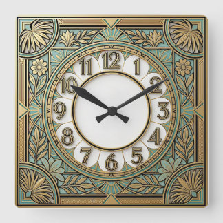 Art Deco Square Wall Clock