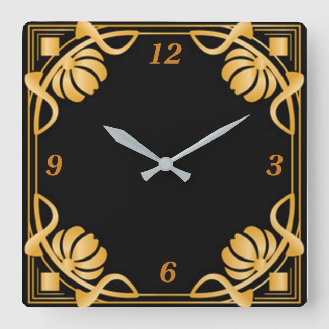 Art deco square wall clock (Front)