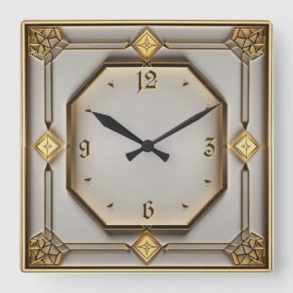 Art Deco Square Wall Clock