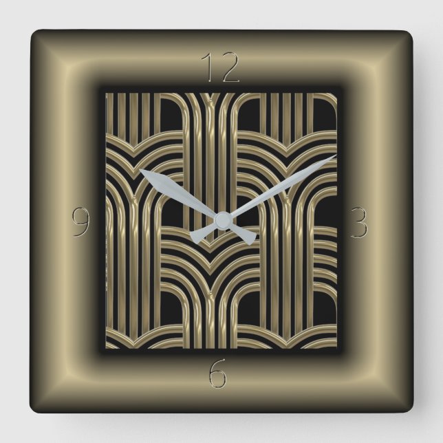 Art Deco Square Wall Clock (Front)