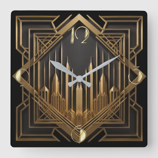 Art Deco  Square Wall Clock (Front)