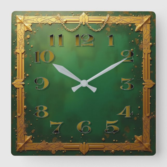 Art Deco Square Wall Clock (Front)