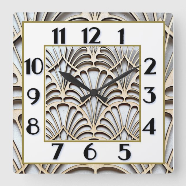 Art Deco Square Wall Clock (Front)
