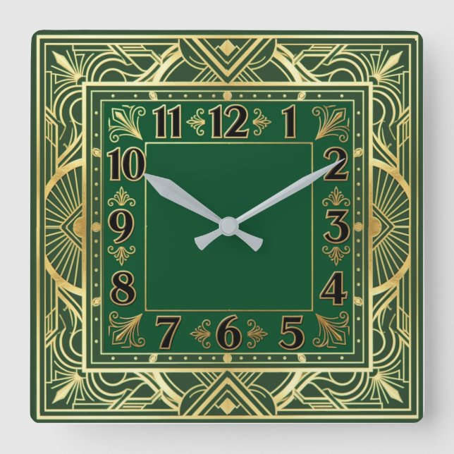 Art Deco Square Wall Clock (Front)