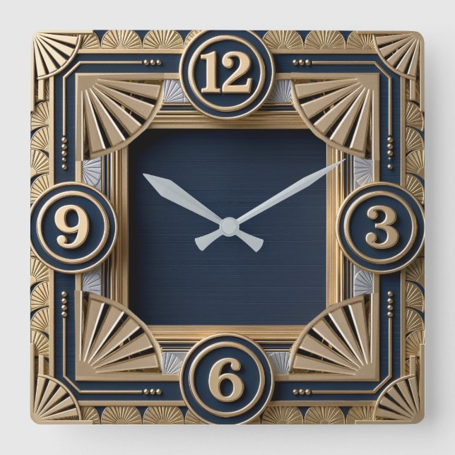 Art Deco Square Wall Clock (Front)