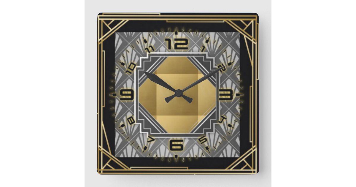 Art Deco Square Wall Clock | Zazzle