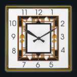 Art Deco Square Wall Clock<br><div class="desc">Great clock design. You will love it like others. Be free to use this design for other product you like or to customize and add your text. Follow me for more. Thank you. Have a nice day.</div>