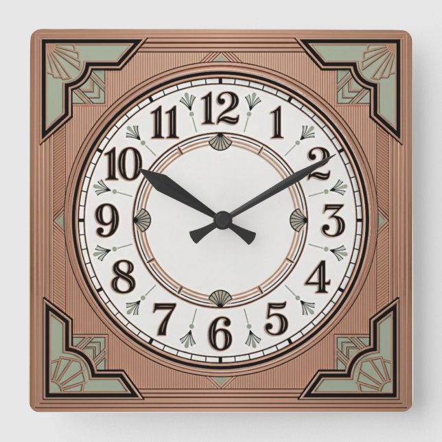 Art Deco  Square Wall Clock (Front)