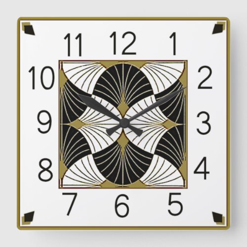 Art Deco Square Wall Clock